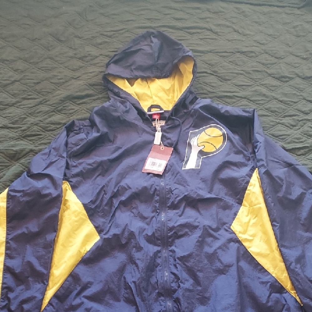 Mitchell & Ness Men's Indiana Pacers Navy Playmaker Full-Zip Windbreaker Size L